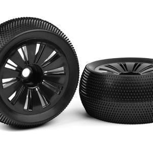 Off-Road 1/8 Monster Truggy Tires - Glued on Black Rims, for Shogun, Muraco