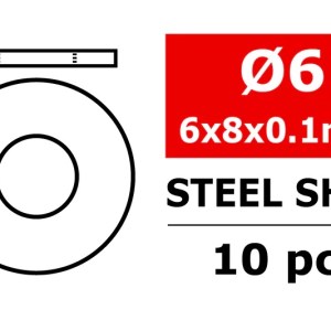 Steel Metric Shim - 6x8x0.1mm - 10pcs