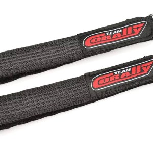 Pro Battery Straps - 300x20mm - Metal Buckle - Silicone Anti-Slip Strings - Black - 2 pcs